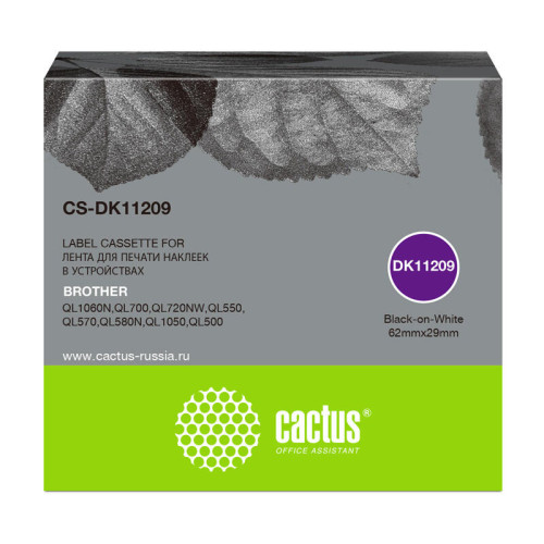 -/ Картридж ленточный Cactus CS-DK11209 DK-11209 черный для Brother P-touch QL-500, QL-550, QL-700, QL-
