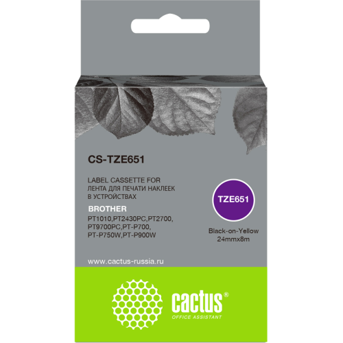 -/ Картридж ленточный Cactus CS-TZE651 TZe-651 черный для Brother 1010/1280/1280VP/2700VP -/ Картридж ленточный Cactus CS-TZE651 TZe-651 черный для Brother 1010/1280/1280VP/2700VP