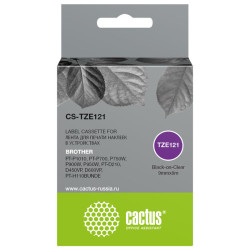 -/ Картридж ленточный Cactus CS-TZE121 TZe-121 черный для Brother PT-P1010, PT-P700, P750W, P900W, P950