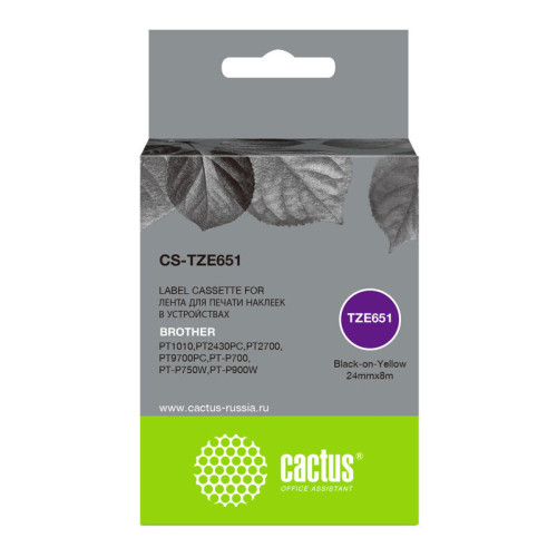 -/ Картридж ленточный Cactus CS-TZE651 TZe-651 черный для Brother 1010/1280/1280VP/2700VP