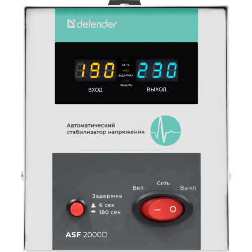 Стабилизатор напряжения ASF 2000D напольный 1200Вт метал корпус, 2 розетки/ Voltage stabilizer ASF 2000D floor standing 1200W metal case, 2 sockets