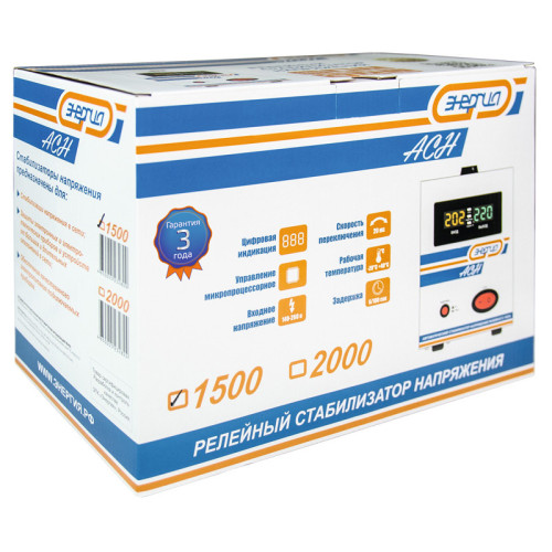 Стабилизатор АСН- 1500 ЭНЕРГИЯ с цифр. дисплеем/ Stabilizer ASN-1500 ENERGY with numbers. display Стабилизатор АСН- 1500 ЭНЕРГИЯ с цифр. дисплеем/ Stabilizer ASN-1500 ENERGY with numbers. display