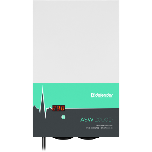 Стабилизатор напряжения ASW 2000D настенный 1200Вт толщина 65мм, 2 розетки/ Voltage stabilizer ASW 2000D wall-mounted 1200W, thickness 65mm, 2 sockets