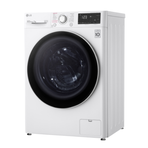 Стиральная машина LG/ Стиральная машина LG, отдельностоящая, ВхШхГ 850х600х455 мм, загрузка 7 кг, 1200 об/мин, LED дисплей, технология AI DD, дозагрузка белья, пар, инверторный мотор с прямым приводом, отсрочка старта, энергоэффективность А, цвет белый
