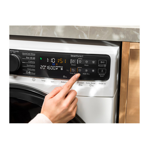 Стиральные машины с функцией сушки ELECTROLUX/ Фронтальная загрузка серия PC800, стирка 11 кг / сушка 7 кг, отжим 1600 об/мин, классы A/A, глубина 63.6 см, большой ЖК дисплей, инверторный двигатель, технология стирки OKOMIX, конденсационная сушка, разглаж