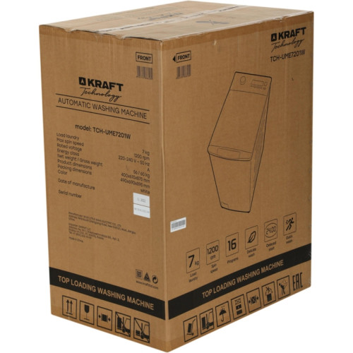 Стиральная машина Kraft TCH-UME7201W класс: A загр.вертикальная макс.:7кг белый Стиральная машина Kraft TCH-UME7201W класс: A загр.вертикальная макс.:7кг белый