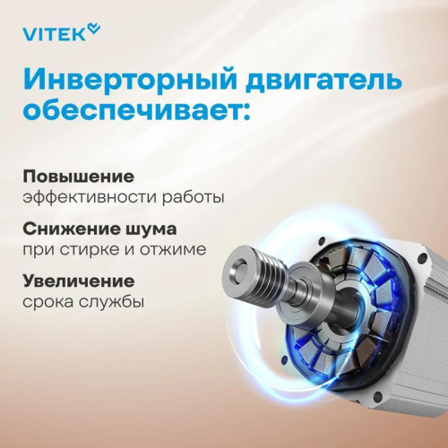 Стиральная машина Vitek VT-WSE6001 класс: A+++ загр.фронтальная макс.:6кг белый инвертор