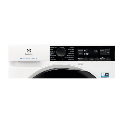 Стиральные машины с функцией сушки ELECTROLUX/ Фронтальная загрузка, стирка 8 кг / сушка 6 кг, отжим 1600 об/мин, классы A/A, глубина 60 см, средний ЖК дисплей, инверторный двигатель, конденсационная сушка, разглаживание и освежение белья при помощи пара,
