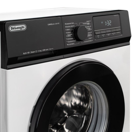 Стиральная машина Delonghi/ Стиральная машина Delonghi, глубина 45 см, 1000 об/мин, загрузка 6 кг, 16 программ, инверторный BLDC мотор, LED дисплей, электронное управление, отсрочка запуска, пар, дозагрузка белья, очистка барабана, энергоэффективность А++