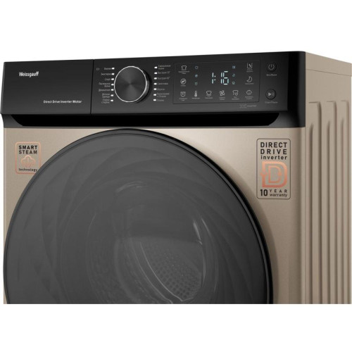 Стиральная машина Weissgauff WM 59411 Direct Drive Inverter Steam Champagne класс: A+++ загр.фронтальная макс.:11кг золотистый инвертор