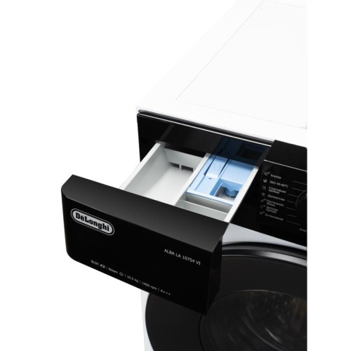 Стиральная машина Delonghi/ Стиральная машина Delonghi, глубина 60 см, 1400 об/мин, загрузка 10.5 кг, 15 программ, инверторный BLDC мотор, LED дисплей, электронное управление, отсрочка запуска, пар, дозагрузка белья, очистка барабана, энергоэффективность 
