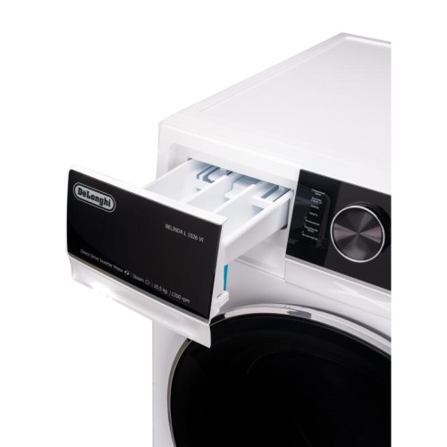 Стиральная машина Delonghi/ Стиральная машина Delonghi, глубина 62.8 см, 1200 об/мин, загрузка 10.5 кг, 14 программ, инверторный (Direct Drive inverter Motor) мотор с прямым приводом, LED дисплей, электронное управление, отсрочка запуска, пар, дозагрузка 