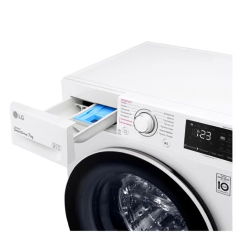 Стиральная машина LG/ Стиральная машина LG, отдельностоящая, ВхШхГ 850х600х455 мм, загрузка 7 кг, 1200 об/мин, LED дисплей, технология AI DD, дозагрузка белья, пар, инверторный мотор с прямым приводом, отсрочка старта, энергоэффективность А, цвет белый