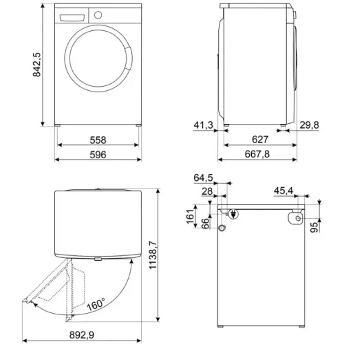 Стиральные машины SMEG/ Отдельностоящая стиральная машина, глубина 63,2 см, загрузка 12 кг цвет белый