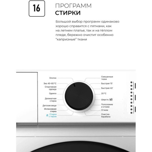 Стиральная машина Lex LWM06010BLIDsmall класс: A+++ загр.фронтальная макс.:6кг белый инвертер