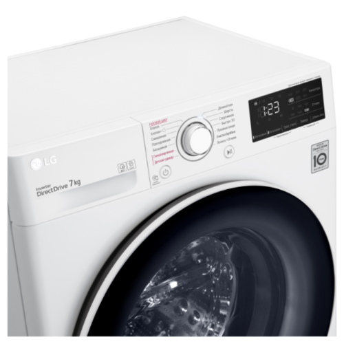 Стиральная машина LG/ Стиральная машина LG, отдельностоящая, ВхШхГ 850х600х455 мм, загрузка 7 кг, 1200 об/мин, LED дисплей, технология AI DD, дозагрузка белья, пар, инверторный мотор с прямым приводом, отсрочка старта, энергоэффективность А, цвет белый