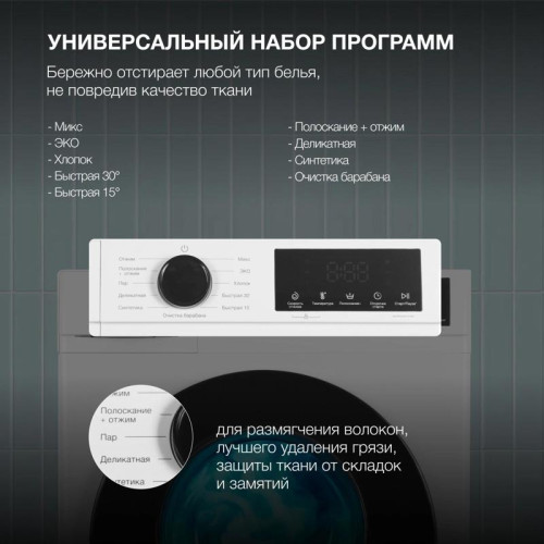 Стиральная машина Hyundai WME8212 класс: A загр.фронтальная макс.:8кг белый инвертер