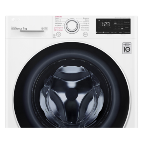 Стиральная машина LG/ Стиральная машина LG, отдельностоящая, ВхШхГ 850х600х455 мм, загрузка 7 кг, 1200 об/мин, LED дисплей, технология AI DD, дозагрузка белья, пар, инверторный мотор с прямым приводом, отсрочка старта, энергоэффективность А, цвет белый