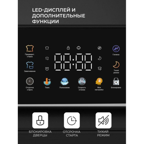 Стиральная машина Lex LWM06010WBTHID slim класс: A+++ загр.фронтальная макс.:6кг белый инвертор