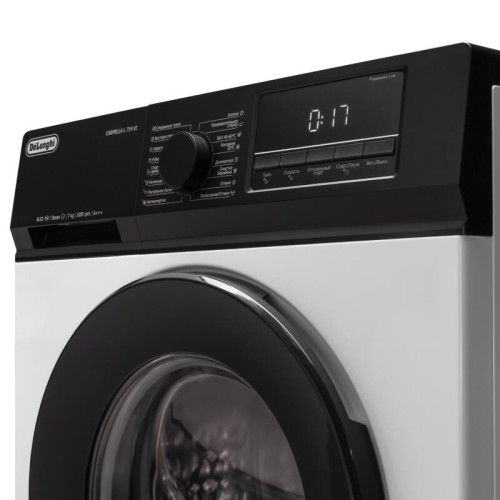 Стиральная машина Delonghi/ Стиральная машина Delonghi, глубина 47 см, 1000 об/мин, загрузка 7 кг, 16 программ, инверторный BLDC мотор, LED дисплей, электронное управление, отсрочка запуска, пар, дозагрузка белья, очистка барабана, энергоэффективность А++