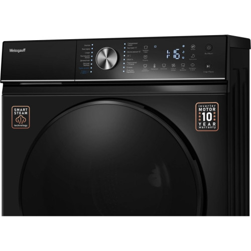 Стиральная машина Weissgauff WM 47147 DC Inverter Steam Black класс: A+++ загр.фронтальная макс.:7кг черный инвертор