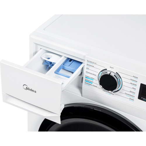 Стиральная машина MIDEA/ MDK/Стиральная машина MIDEA, отдельностоящая, глубина 53 см, 9 кг, 15 программ, 1400 об/мин, пар, инверторный мотор, отсрочка старта, предварительная стирка, дополнительное полоскание, очистка барабана, электронное управление, эне