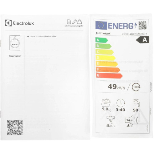 Стиральная машина Electrolux EW6F1492E пан.англ. класс: A загр.фронтальная макс.:9кг белый инвертор Стиральная машина Electrolux EW6F1492E пан.англ. класс: A загр.фронтальная макс.:9кг белый инвертор