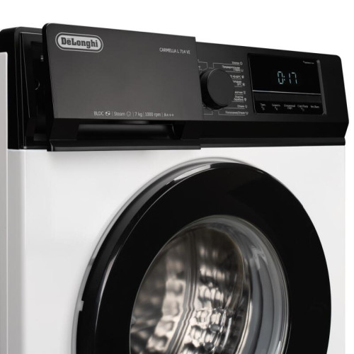 Стиральная машина Delonghi/ Стиральная машина Delonghi, глубина 47 см, 1000 об/мин, загрузка 7 кг, 16 программ, инверторный BLDC мотор, LED дисплей, электронное управление, отсрочка запуска, пар, дозагрузка белья, очистка барабана, энергоэффективность А++