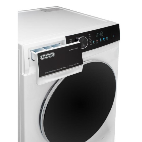 Стиральная машина Delonghi/ Стиральная машина Delonghi, глубина 62.8 см, 1200 об/мин, загрузка 10.5 кг, 14 программ, инверторный (Direct Drive inverter Motor) мотор с прямым приводом, LED дисплей, электронное управление, отсрочка запуска, пар, дозагрузка 