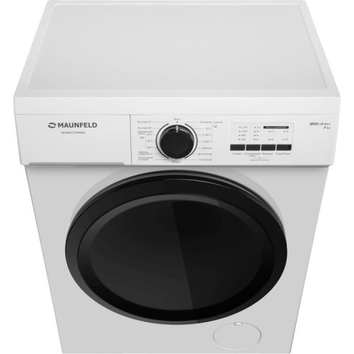 Стиральная машина Maunfeld/ Стиральная машина MAUNFELD MFWM127WH052, Габариты (В х Ш х Г), см 85 х 60 х 46.8, 7 кг, 1200 об/мин, 15 режимов, электронное управление, узкая, фронтальная, защита от детей, экспресс стирка, отсрочка старта, индикация этапов, д