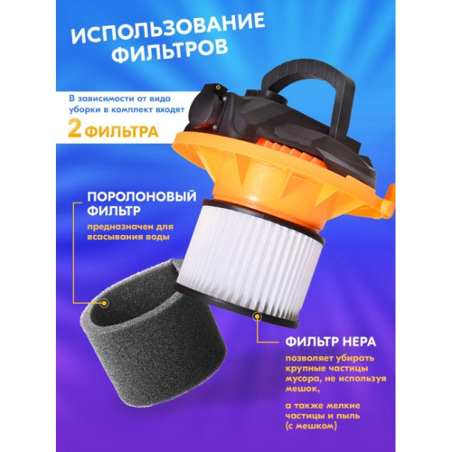 Строительный пылесос Вихрь СП-1500/30 1500Вт (уборка: сухая/влажная) серый