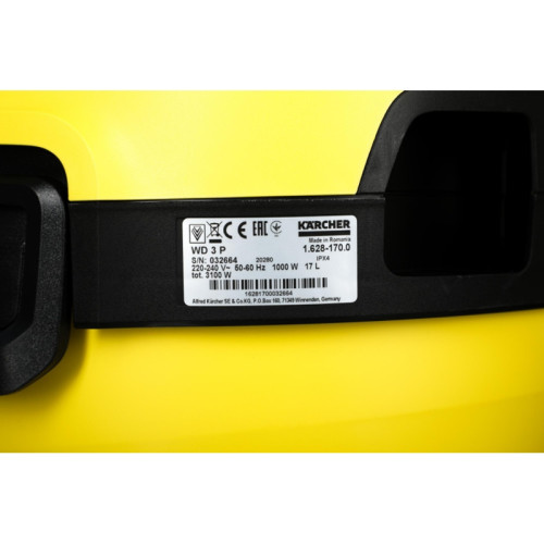 Строительный пылесос Karcher WD 3 P V-17/4/20 1000Вт (уборка: сухая/сбор воды) желтый Строительный пылесос Karcher WD 3 P V-17/4/20 1000Вт (уборка: сухая/сбор воды) желтый