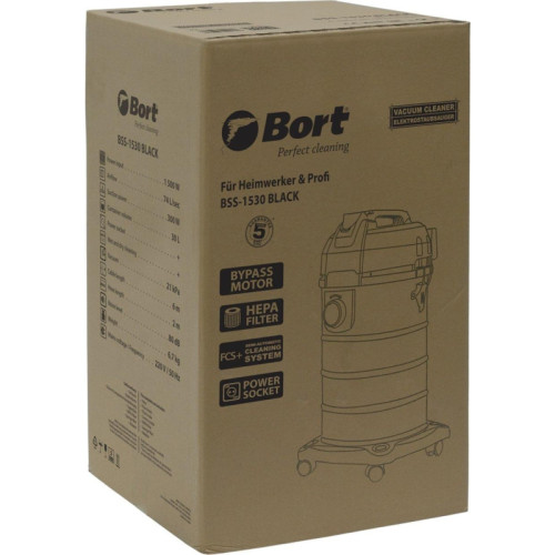 Строительный пылесос Bort BSS-1530 1500Вт (уборка: сухая/влажная) черный Строительный пылесос Bort BSS-1530 1500Вт (уборка: сухая/влажная) черный