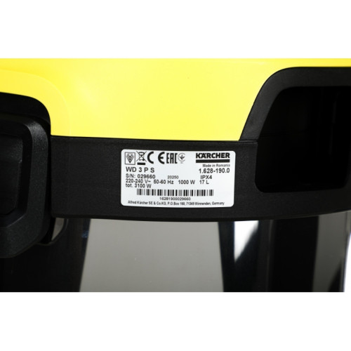 Строительный пылесос Karcher WD 3 P S V-17/4/20 1000Вт (уборка: сухая/сбор воды) желтый