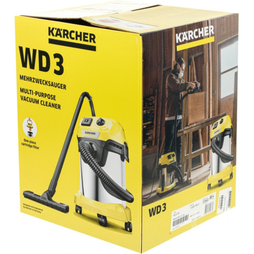 Строительный пылесос Karcher WD 3 P S V-17/4/20 1000Вт (уборка: сухая/сбор воды) желтый