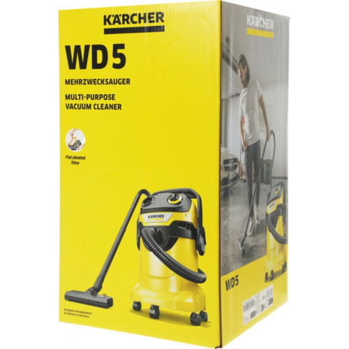 Строительный пылесос Karcher WD 5 V-25/5/22 1100Вт (уборка: сухая/сбор воды) желтый Строительный пылесос Karcher WD 5 V-25/5/22 1100Вт (уборка: сухая/сбор воды) желтый