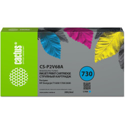-/ Картридж струйный Cactus CS-P2V68A №730 голубой (300мл) для HP Designjet T1600/1700/2600