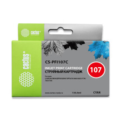-/ Картридж струйный Cactus CS-PFI107C синий (130мл) для Canon IP iPF670/iPF680/iPF685/iPF770/iPF780/iP