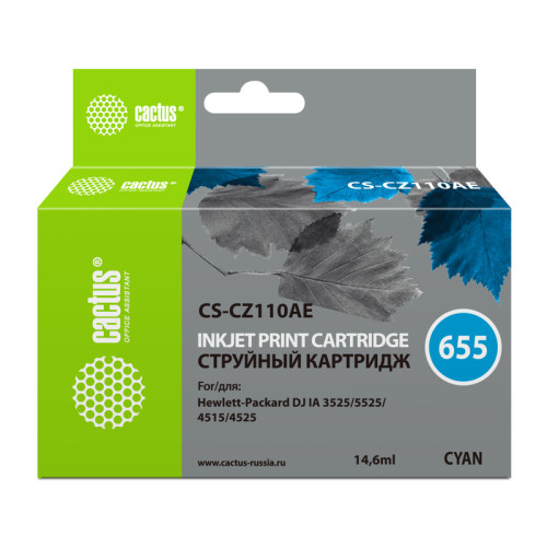 -/ Картридж струйный Cactus CS-CZ110AE №655 голубой (14.6мл) для HP DJ IA 3525/5525/4525