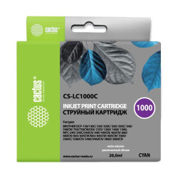 -/ Картридж струйный Cactus CS-LC1000C голубой (20мл) для Brother DCP 130C/330С/MFC-240C/5460CN