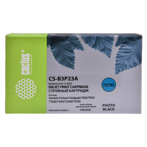 -/ Картридж струйный Cactus CS-B3P23A №727 фото черный (130мл) для HP DJ T920/T1500