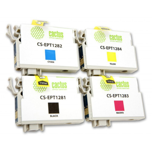 -/ Картридж струйный Cactus CS-EPT1285 T1285 черный/голубой/пурпурный/желтый набор (31мл) для Epson Sty