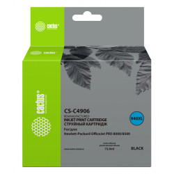 -/ Картридж струйный Cactus CS-C4906 №940XL черный (72мл) для HP DJ Pro 8000/8500