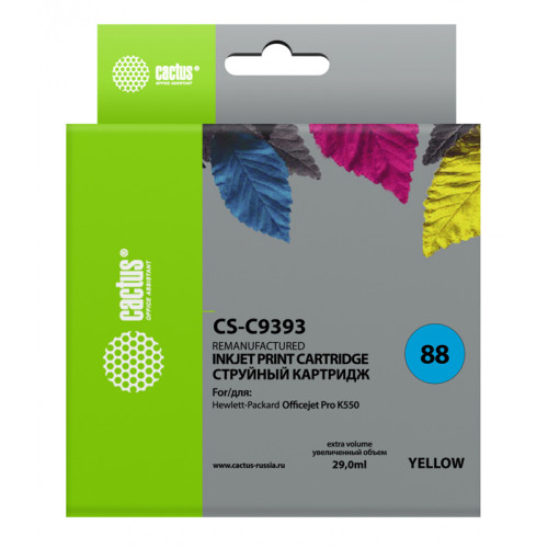 -/ Картридж струйный Cactus CS-C9393 №88 желтый (29мл) для HP DJ Pro K550