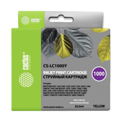 -/ Картридж струйный Cactus CS-LC1000Y желтый (20мл) для Brother DCP 130C/330С/MFC-240C/5460CN