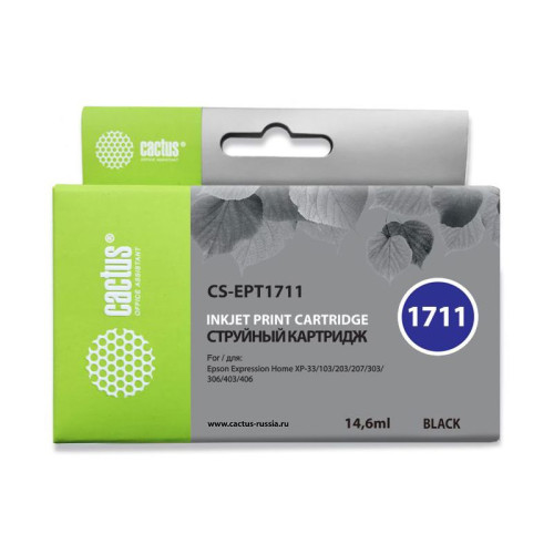 -/ Картридж струйный Cactus CS-EPT1711 17XL черный (14.6мл) для Epson XP-33/103/203/207/303/306/403/406