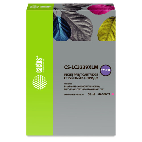 -/ Картридж струйный Cactus CS-LC3239XLM пурпурный (52мл) для Brother HL-J6000DW/J6100DW