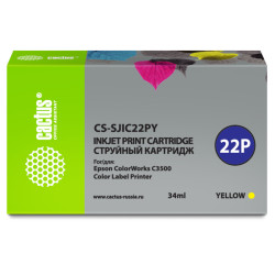 -/ Картридж струйный Cactus CS-SJIC22PY C33S020604 желтый (34мл) для Epson ColorWorks C3500