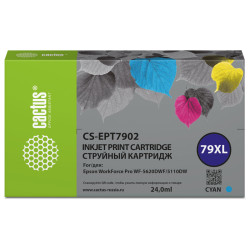 -/ Картридж струйный Cactus CS-EPT7902 79XL голубой (24мл) для Epson WorkForce WF-4630 Pro/WF-4640 Pro/