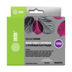 -/ Картридж струйный Cactus CS-LC1000M пурпурный (20мл) для Brother DCP 130C/330С/MFC-240C/5460CN